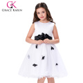Grace Karin Princess White vestido de menina de crianças sem mangas vestido de menina de flor para casamento menina de 12 anos sem vestido CL007550-1